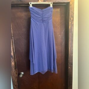 Purple Free People Strapless Dress with handkerchief hem